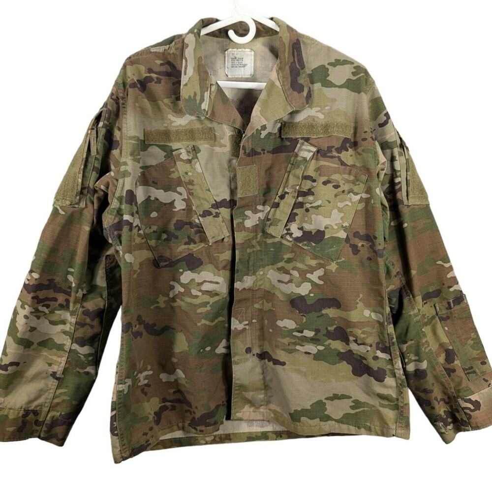 Military Combat Coat Mens Medium Brown Green Camo Full Zip Rip Stop Tactical